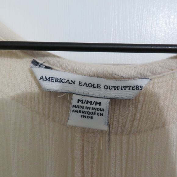 American Eagle Womens Sz M Cream Open Front Boho Kimono Short Cardigan Beachy - Picture 8 of 9